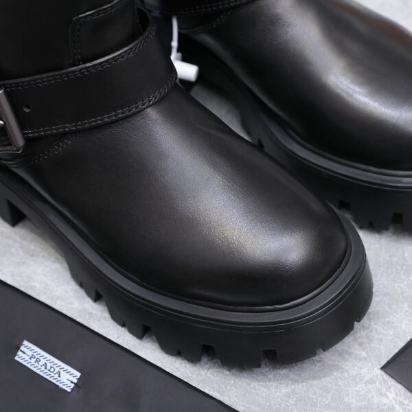 PRADA classic triangle logo winter short boots with 6cm back sole high-end leather boots