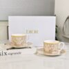 DIOR【Colorful Starry Sky】Series Brown Double Cup and Saucer