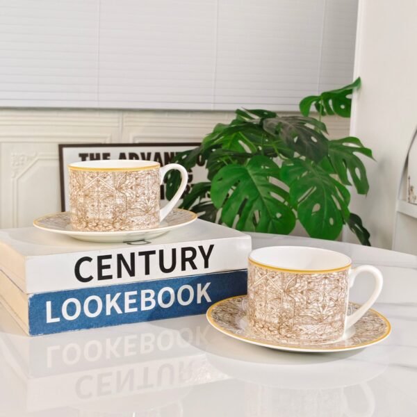 DIOR【Colorful Starry Sky】Series Brown Double Cup and Saucer