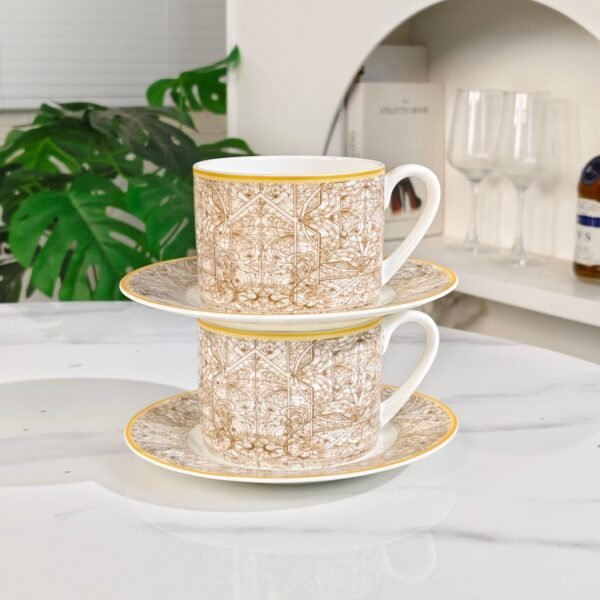 DIOR【Colorful Starry Sky】Series Brown Double Cup and Saucer