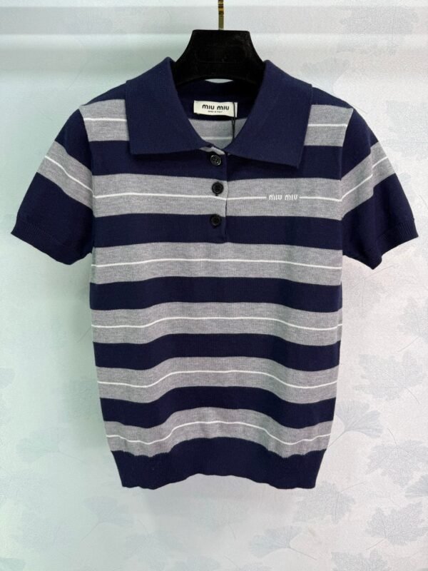 miumiu new lapel polo collar knitted short sleeves High-quality