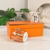 HERMES Scepter series orange and white double cup set bone porcelain material