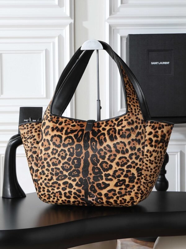 YSL new shopping bag hobo bag leopard print style advanced version size: 50×28×18cm