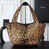 YSL new shopping bag hobo bag leopard print style advanced version size: 50×28×18cm
