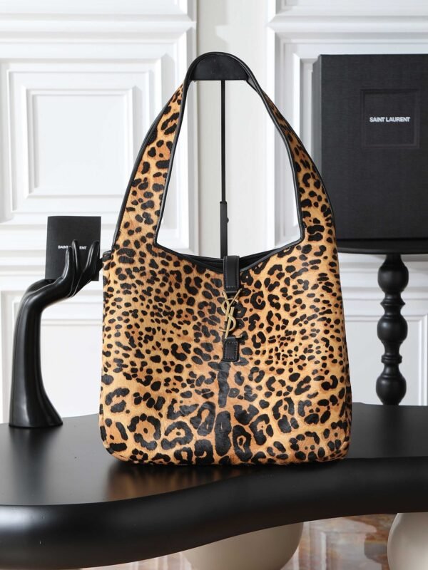 YSL new shopping bag hobo bag leopard print style advanced version size: 50×28×18cm