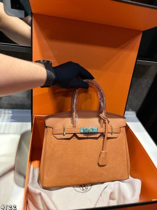 Hermes Kelly handbag suede material