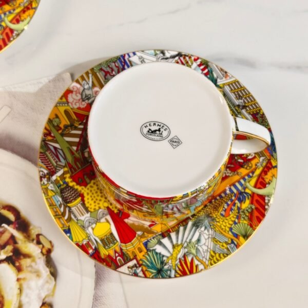 Hermès New Arrival: Yellow Leopard Double Cup and Saucer Coffee and Tea Set