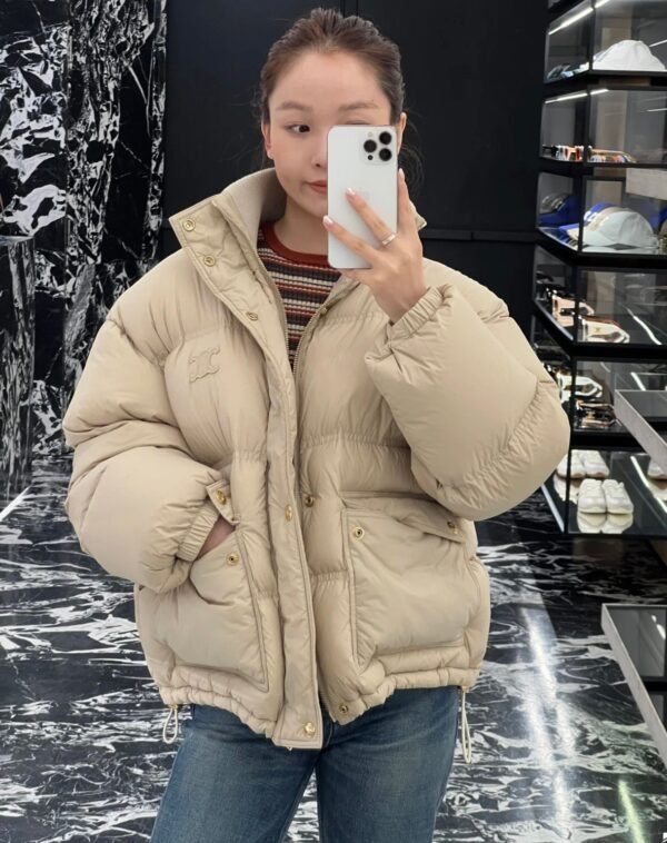 Celine’s new winter color-blocked knitted down jacket