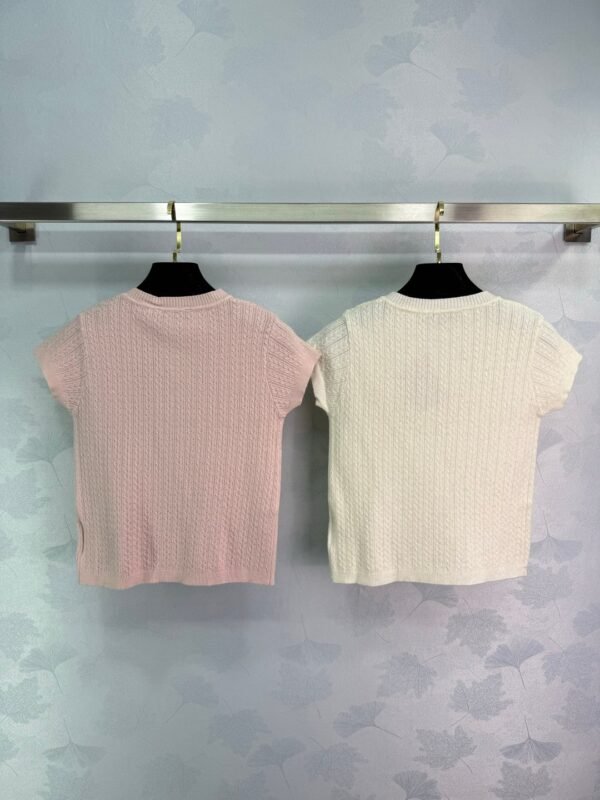 miumiu 2025 New Arrival Colorful Button Slim Fit Knitted Short Sleeve Wool Material Premium Edition T-shirt