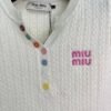 miumiu 2025 New Arrival Colorful Button Slim Fit Knitted Short Sleeve Wool Material Premium Edition T-shirt