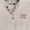 miumiu 2025 New Arrival Colorful Button Slim Fit Knitted Short Sleeve Wool Material Premium Edition T-shirt