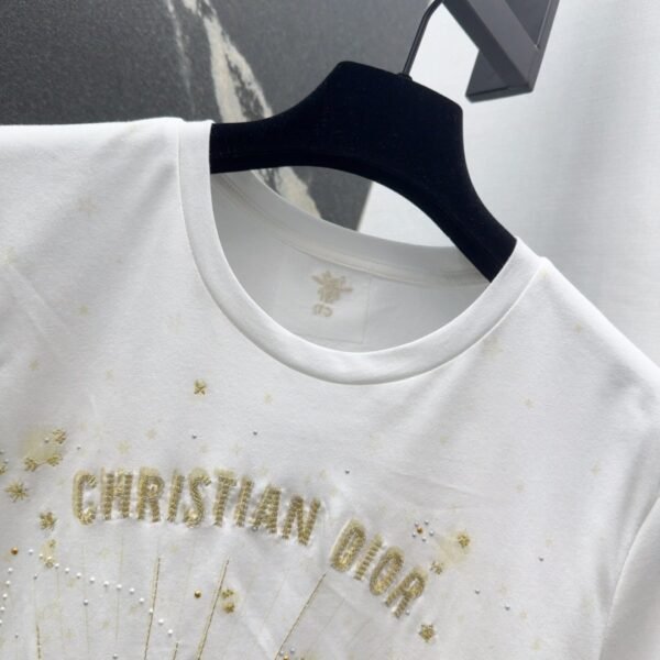 DIOR Spring/Summer new gold thread pattern embroidered short-sleeved T-shirt