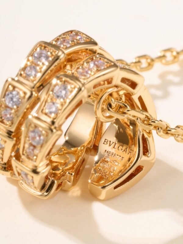 Bulgari snake bone necklace full of diamonds V gold material high quality necklace
