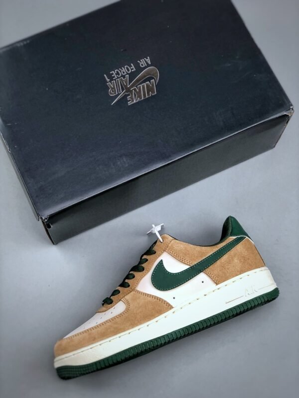 Nike Air Force 1’07 Low White Brown Green Air Force One Low-top Casual Sneakers
