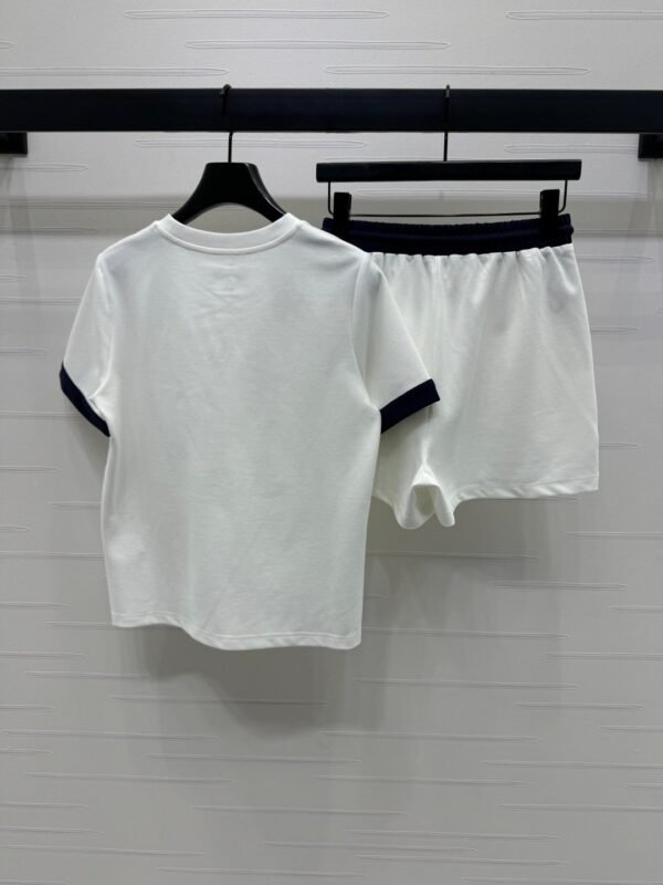 Loewe summer round neck short sleeve elastic waist shorts suit high quality version