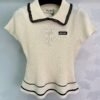 miumiu Spring and summer new style doll collar knitted short sleeves lace edge and wave edge high quality version