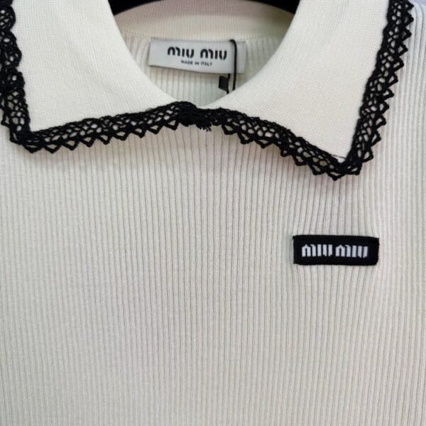 miumiu Spring and summer new style doll collar knitted short sleeves lace edge and wave edge high quality version