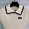 miumiu Spring and summer new style doll collar knitted short sleeves lace edge and wave edge high quality version