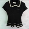 miumiu Spring and summer new style doll collar knitted short sleeves lace edge and wave edge high quality version