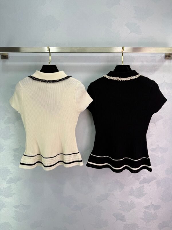 miumiu Spring and summer new style doll collar knitted short sleeves lace edge and wave edge high quality version