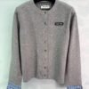 Miu Miu2025 new woven plaid contrast color round neck cardigan sweater jacket High-quality clothing