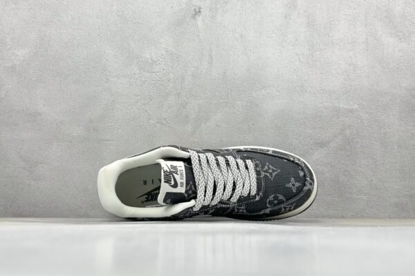 Nike & Louis Vuitton Joint Black Denim Air Force One Low-Top Casual Sneakers