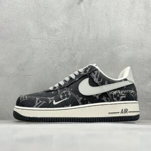 Nike & Louis Vuitton Joint Black Denim Air Force One Low-Top Casual Sneakers