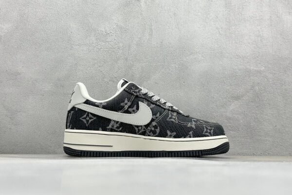 Nike & Louis Vuitton Joint Black Denim Air Force One Low-Top Casual Sneakers