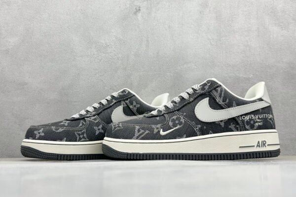 Nike & Louis Vuitton Joint Black Denim Air Force One Low-Top Casual Sneakers