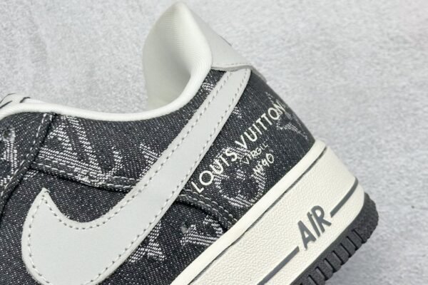 Nike & Louis Vuitton Joint Black Denim Air Force One Low-Top Casual Sneakers