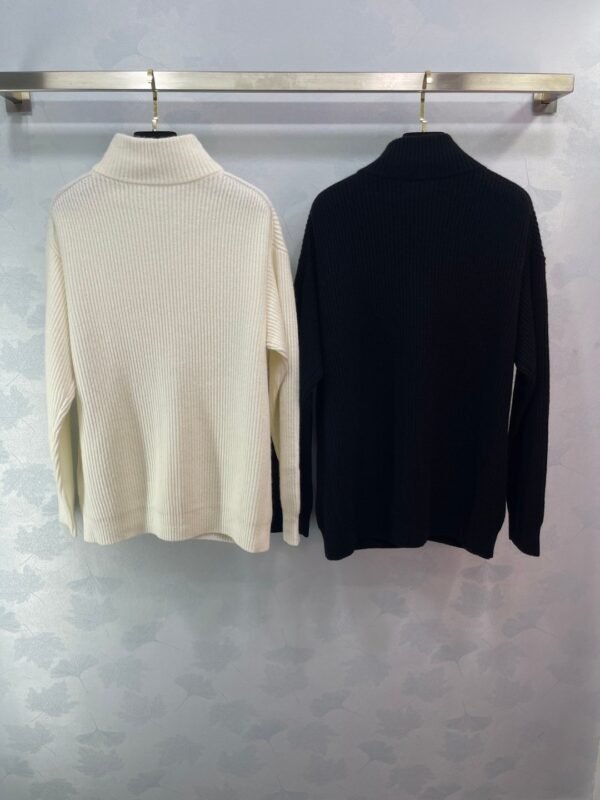 Hermès autumn and winter new mid-length cashmere knitted zipper jacket H-button patchwork leather pocket design high-quality clothing