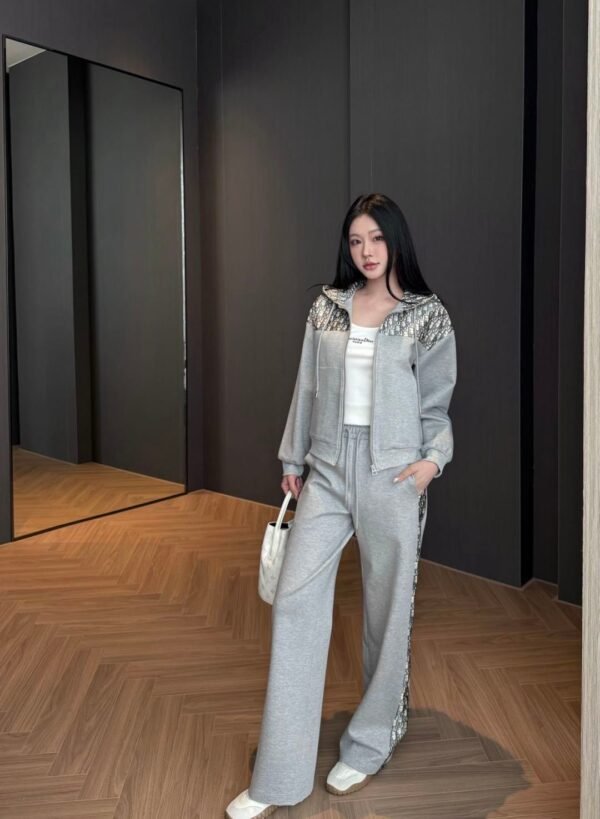 DIOR autumn new casual hooded sweatshirt + drawstring casual pants set high-quality clothing