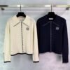 Loewe 2025 early autumn new embroidered totem logo lapel long-sleeved cardigan