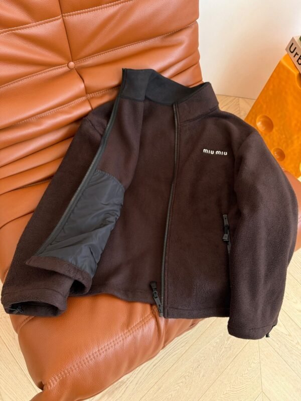 MIUMIU autumn and winter polar fleece jacket chocolate color high quality jacket winter essential