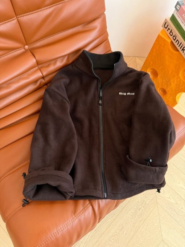 MIUMIU autumn and winter polar fleece jacket chocolate color high quality jacket winter essential