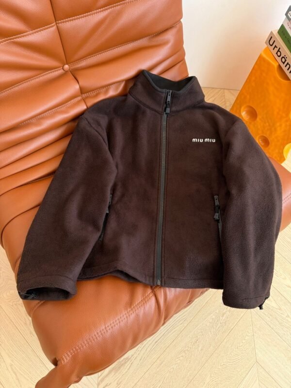 MIUMIU autumn and winter polar fleece jacket chocolate color high quality jacket winter essential