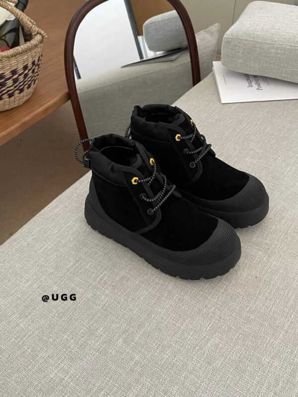 UGG New Winter Thick-Soled Lace-Up Boots with Colorful Shell Upper and Wool Lining