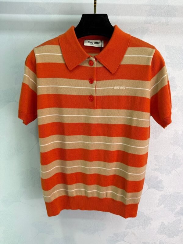 miumiu new lapel polo collar knitted short sleeves High-quality