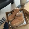 UGG autumn and winter new products height increase thick bottom double Velcro short boots pure wool