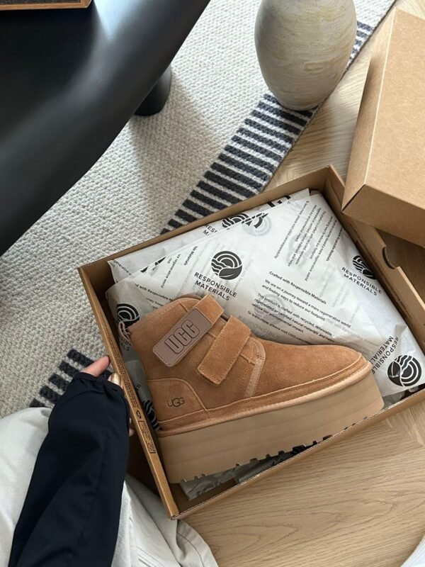 UGG autumn and winter new products height increase thick bottom double Velcro short boots pure wool