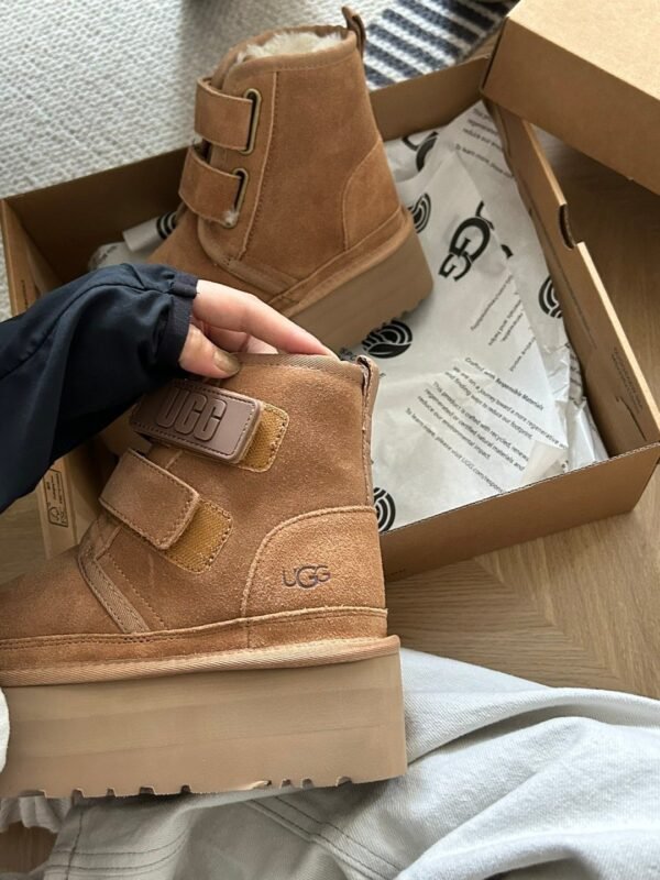 UGG autumn and winter new products height increase thick bottom double Velcro short boots pure wool