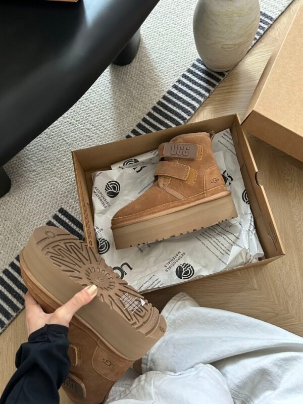UGG autumn and winter new products height increase thick bottom double Velcro short boots pure wool