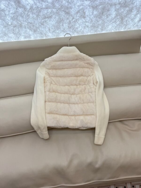 Moncler stand collar long sleeve knitted sleeve 90% white goose down down jacket