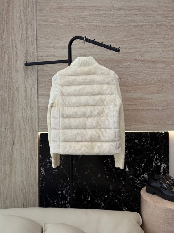 Moncler stand collar long sleeve knitted sleeve 90% white goose down down jacket