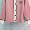 Loewe 2025 early autumn new contrast color long sleeve knitted cardigan high quality autumn and winter cardigan