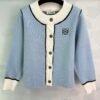 Loewe 2025 early autumn new contrast color long sleeve knitted cardigan high quality autumn and winter cardigan