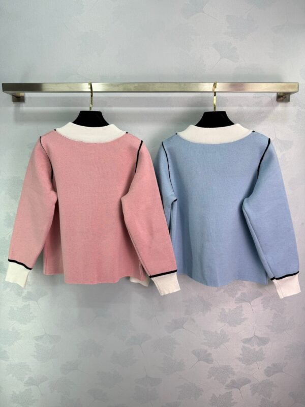 Loewe 2025 early autumn new contrast color long sleeve knitted cardigan high quality autumn and winter cardigan