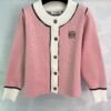 Loewe 2025 early autumn new contrast color long sleeve knitted cardigan high quality autumn and winter cardigan