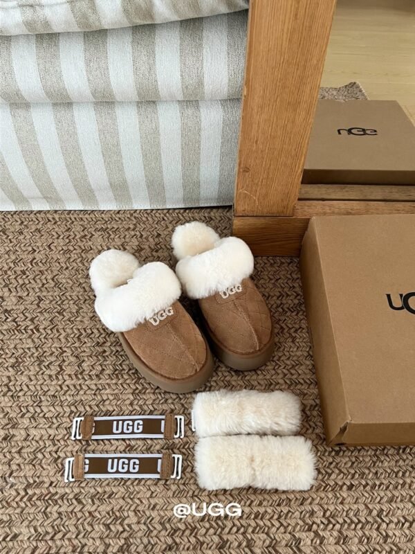 UGG autumn and winter new three-wear wool slippers sole thickness 4cm Wool material