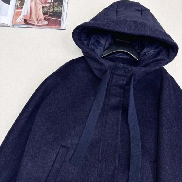 MaxMara autumn and winter new patchwork cashmere hooded short down jacket